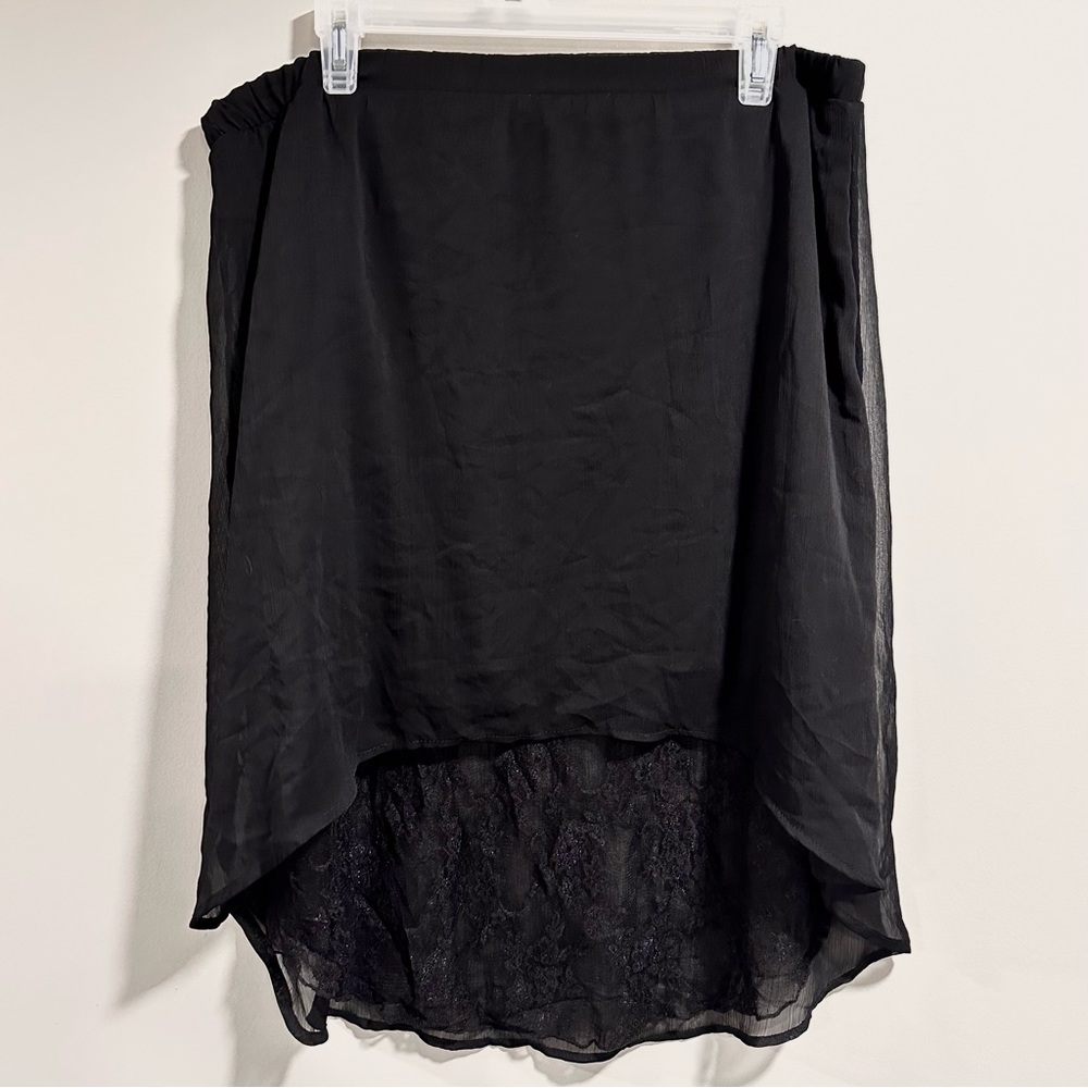 Maurices Size Large Black High Low Lace Sheer Skirt